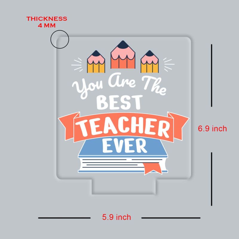 Best Teacher Ever UV Print Multicolor 3D LED Night Light – USB Powered Gift